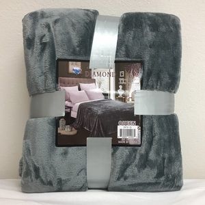 Gray Plush Velvet Throw Blanket Queen